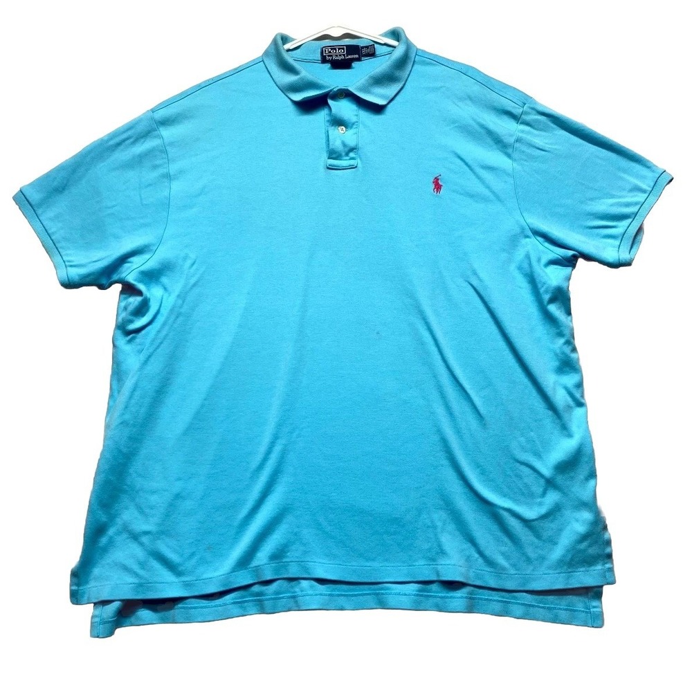 Polo Ralph Lauren Golf Shirt Mens 2XL Blue Cotton Tennis Performance Athletic
